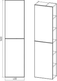 Viant Шкаф пенал Бостон 45 подвесной графит/дуб вотан – фотография-6